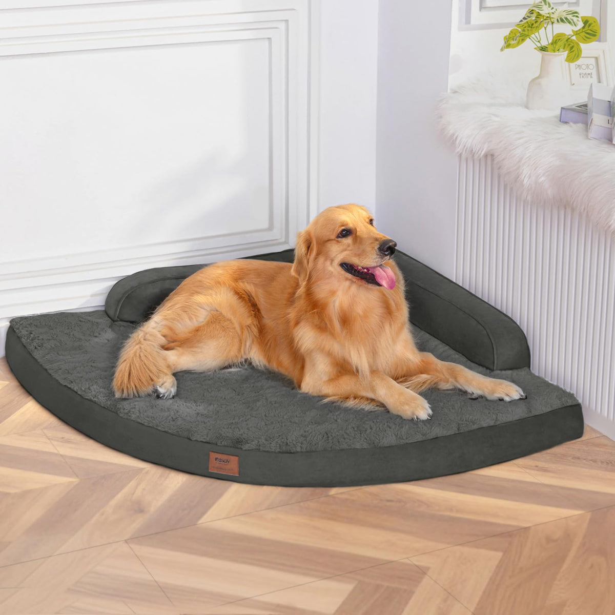 MEKIY Large Dog Bed with egg-crate memory foam provides joint support.