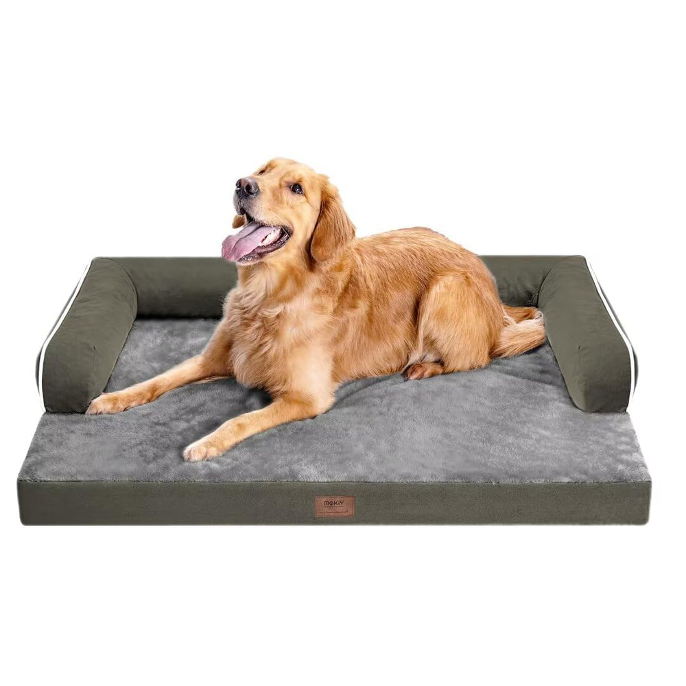 MEKIY bed fits near couches for cozy dog lounging.
