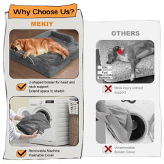 MEKIY large dog bed features a non-slip bottom to stay in place.