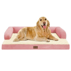 MEKIY large pink orthopedic dog bed with plush surface for joint comfort