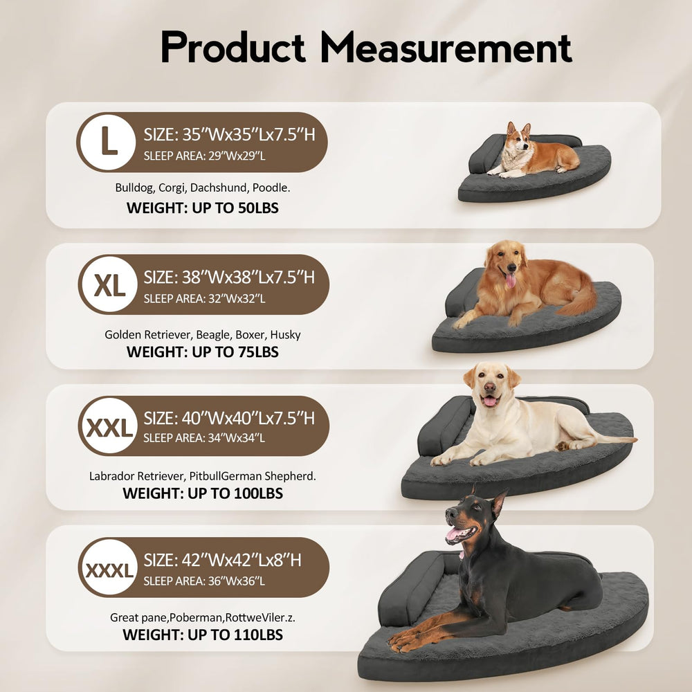 MEKIY large orthopedic dog bed corner design fits room corners neatly