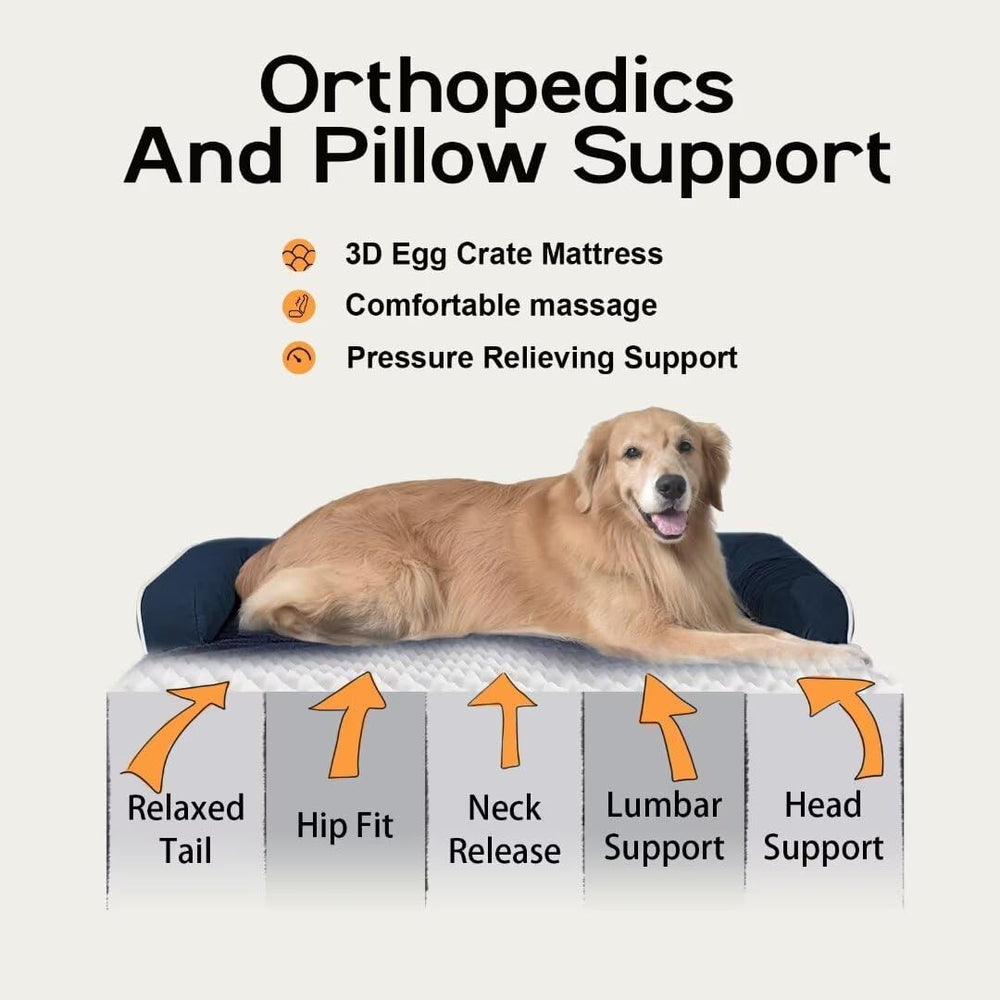 MEKIY navy blue dog bed removable cover for easy cleaning
