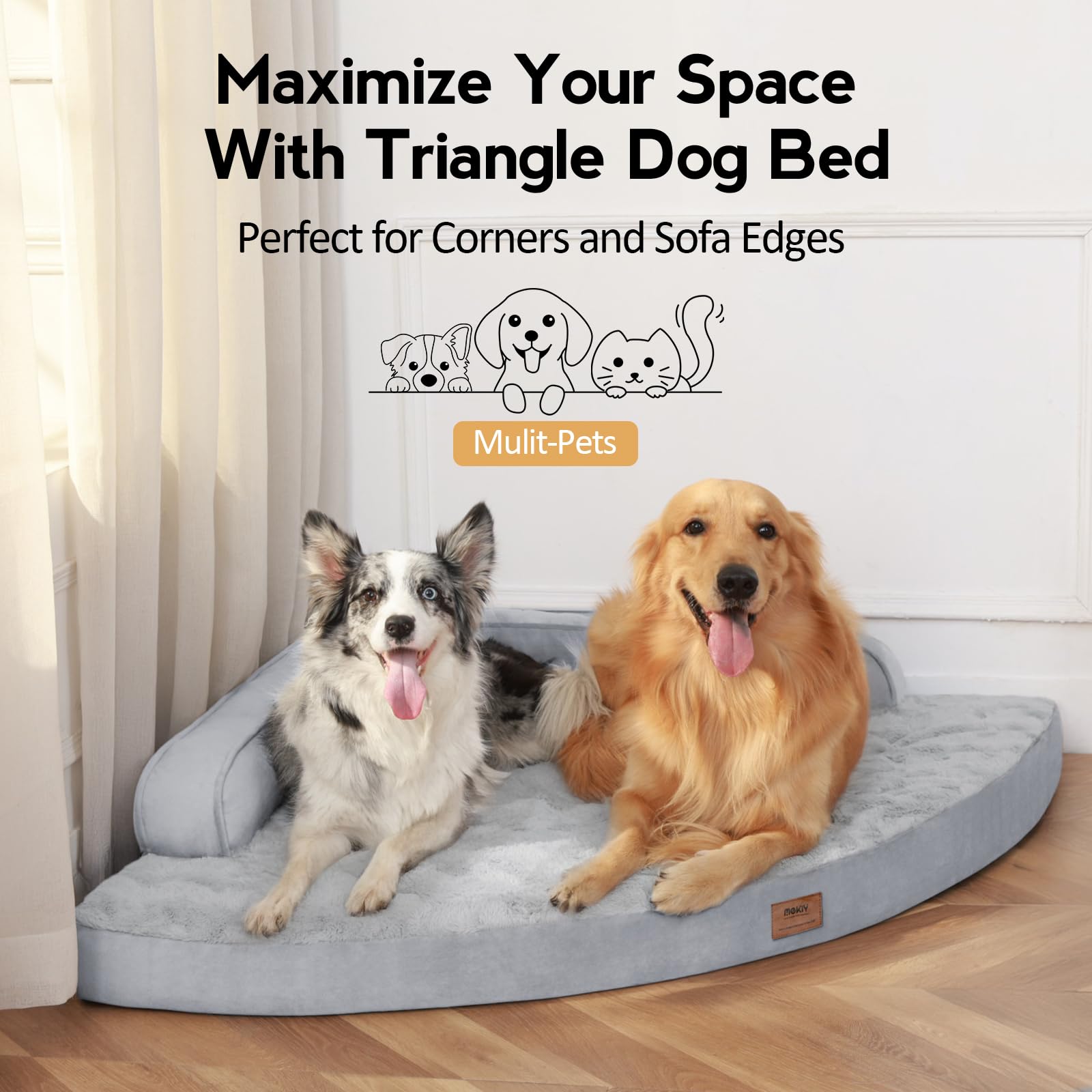 MEKIY non-slip bottom dog bed stays in place on slick floors.