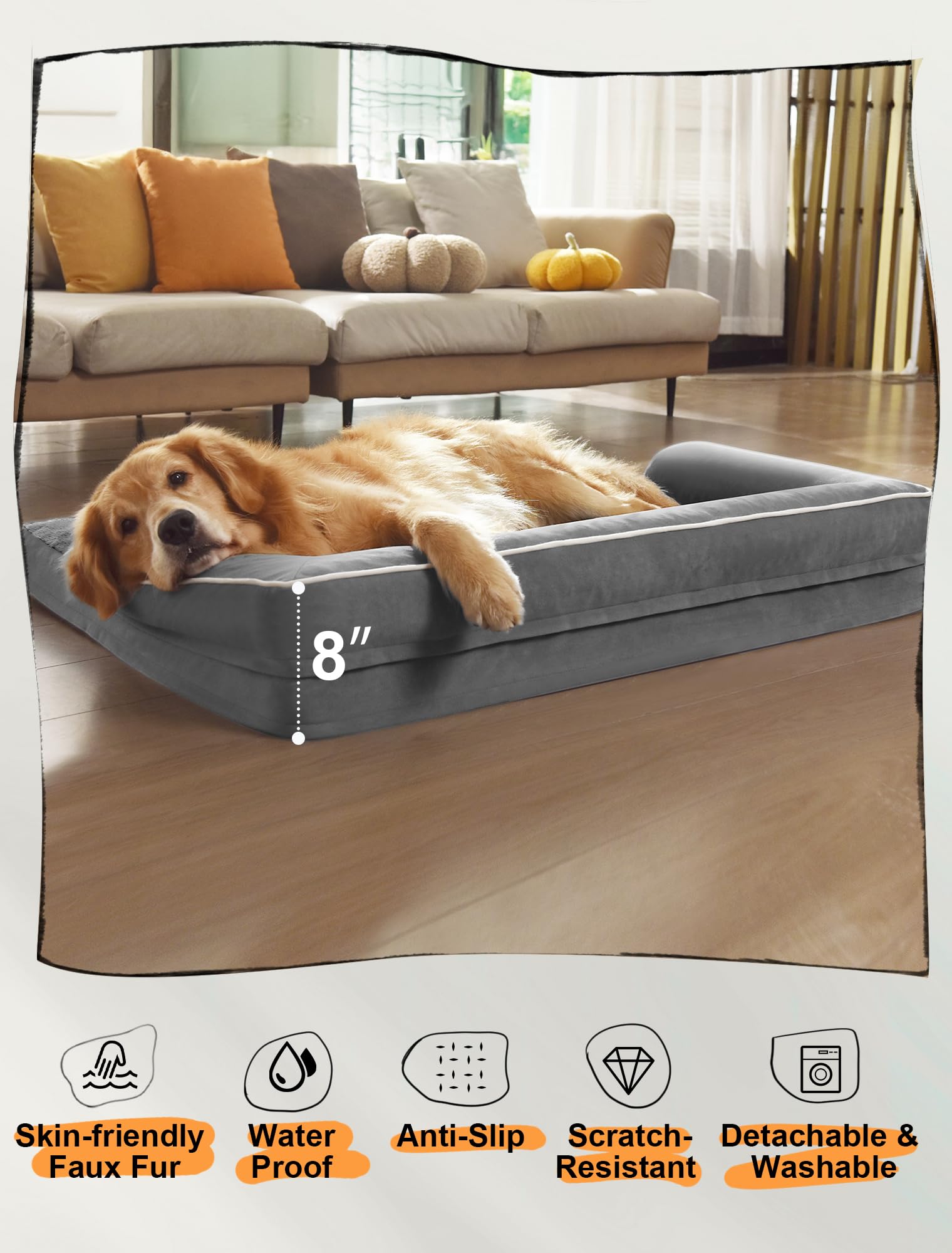 MEKIY XL dog bed easy-care design for busy households.