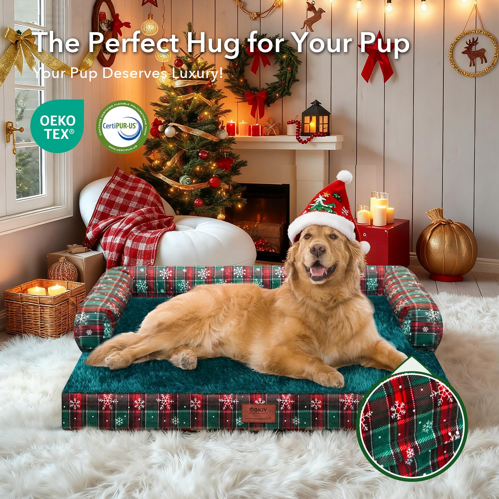 MEKIY XL Dog Bed in room shows cozy pet-friendly space