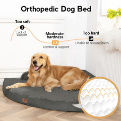 MEKIY XL dog bed with neck and head bolster for cozy sleep.