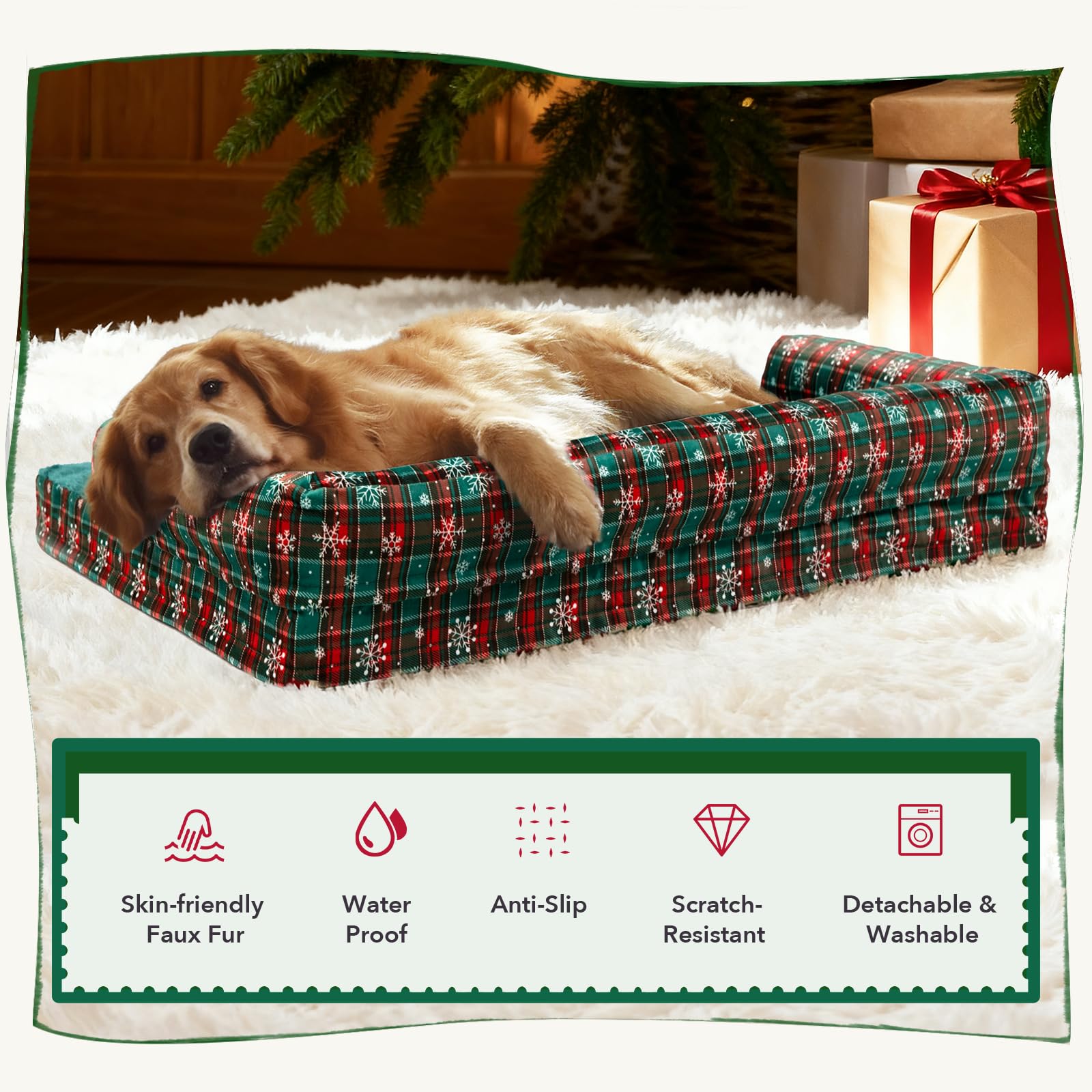 MEKIY XL Dog Bed removable cover zippered for easy washing
