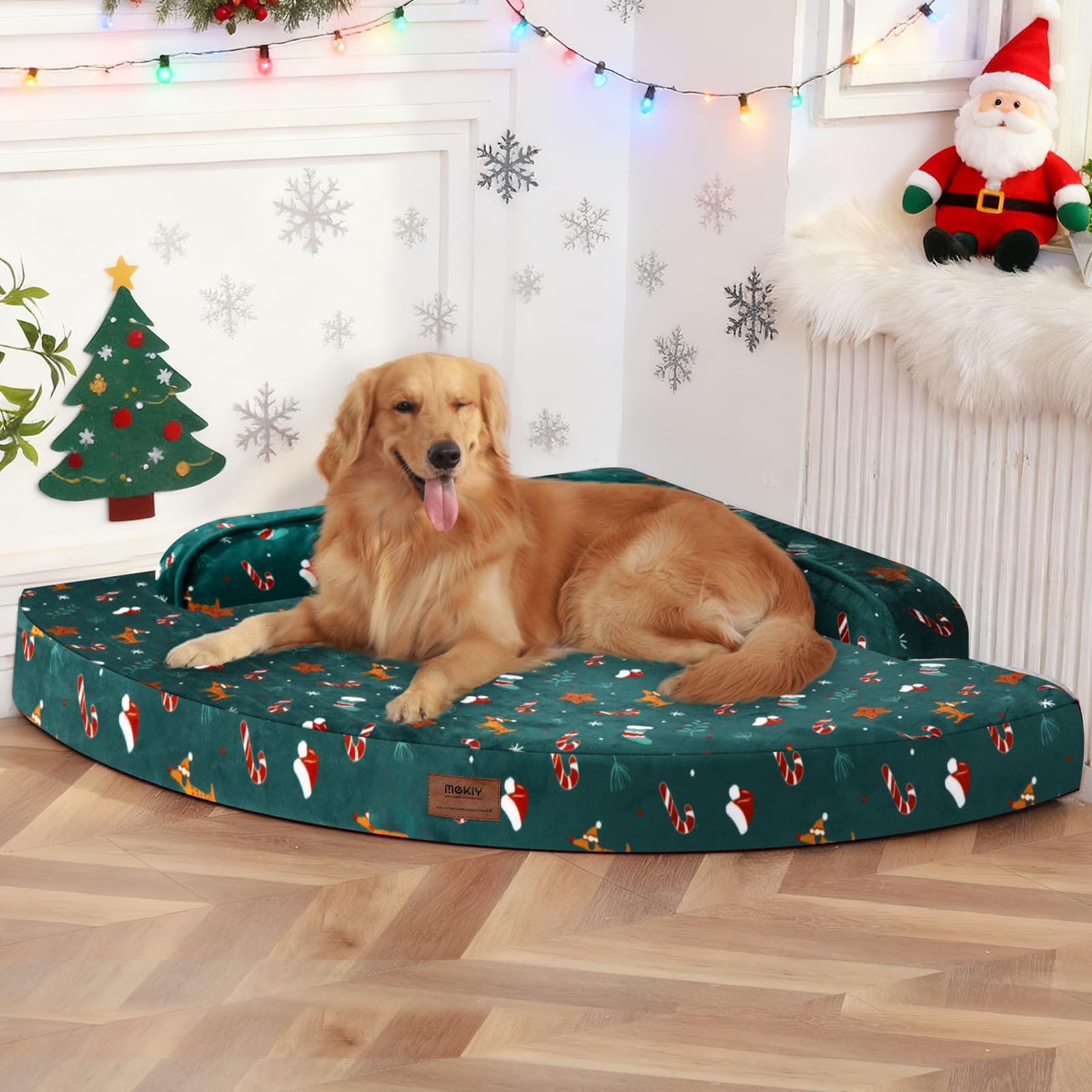 MEKIY XL orthopedic dog bed with egg-crate memory foam supports joints for better rest.