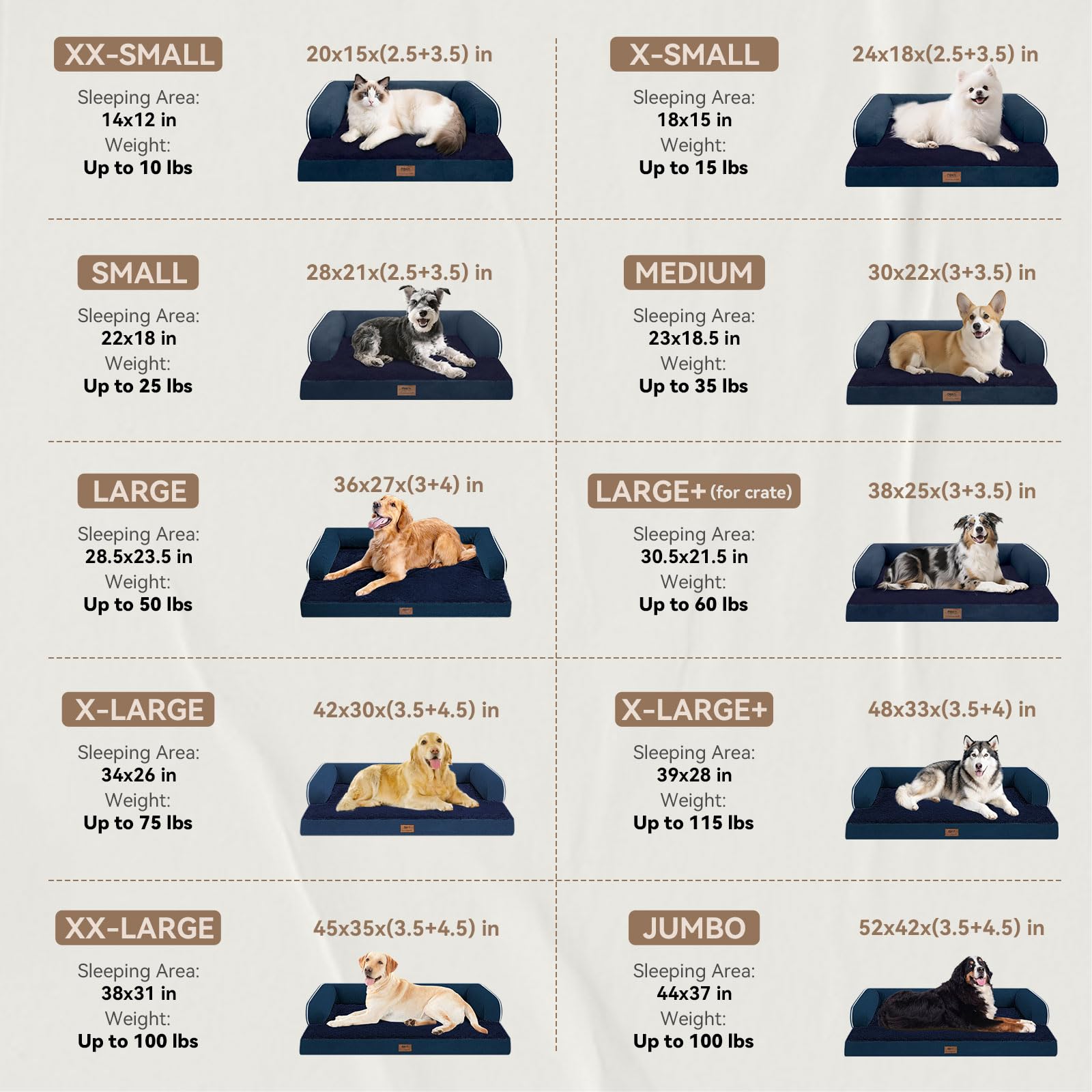 MEKIY XXL dog bed with U-shaped bolster for neck support