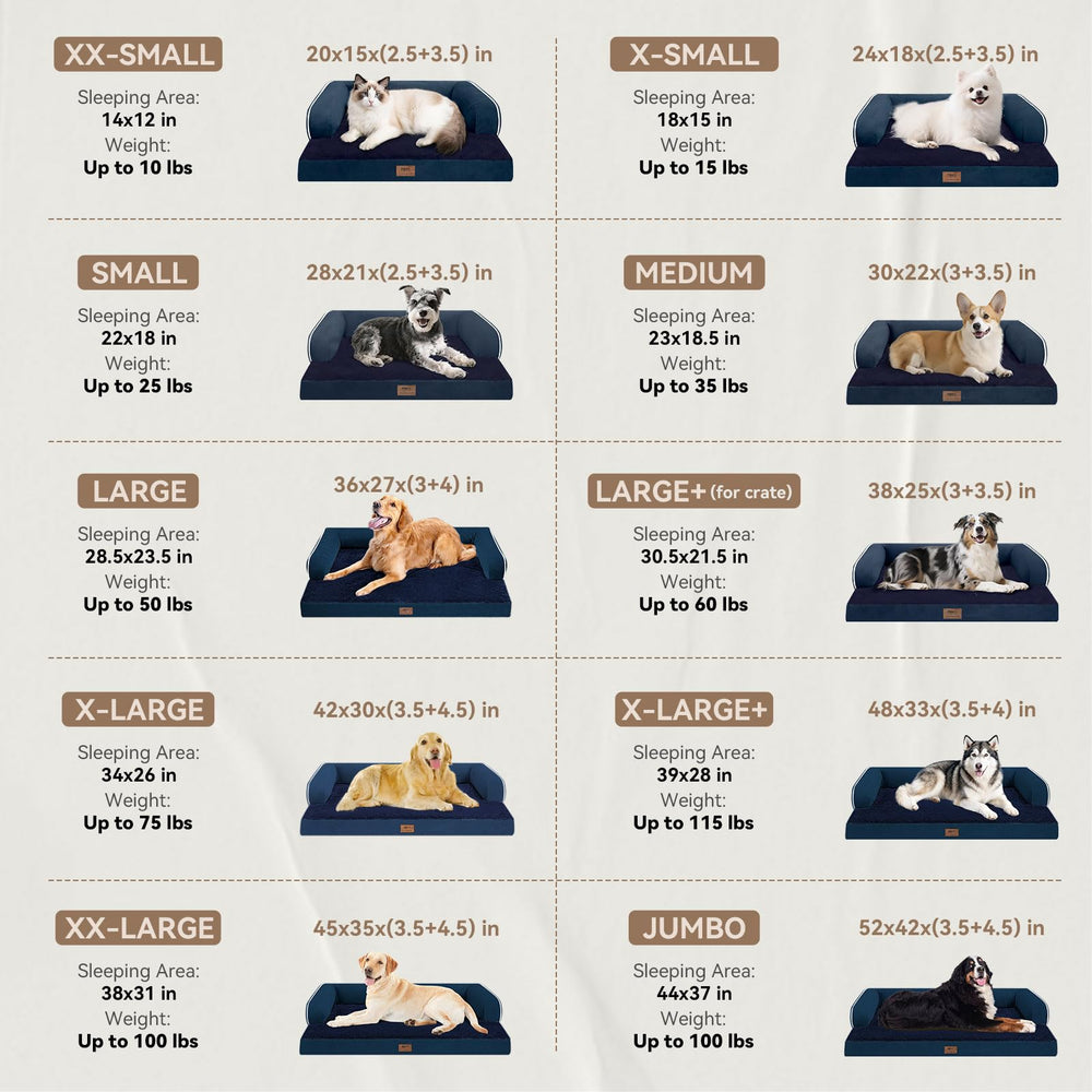 MEKIY XXL dog bed with U-shaped bolster for neck support