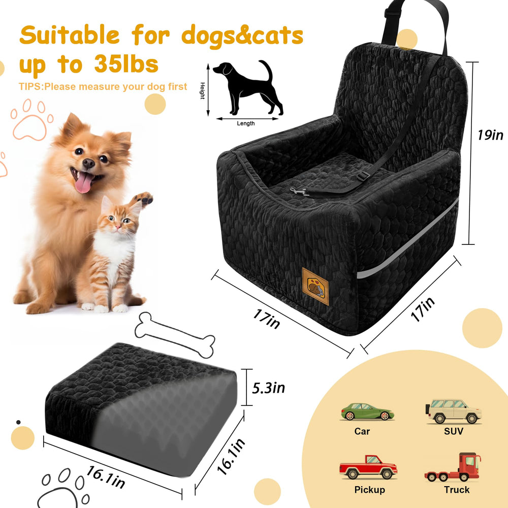melafa365 dog car seat front view showing elevated view for the pup
