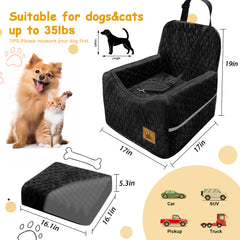 melafa365 dog car seat front view showing elevated view for the pup