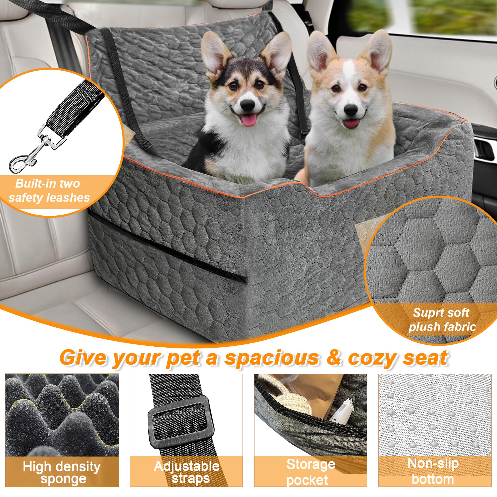 melafa365 dog car seat gray in-car setup for safe, comfortable travel