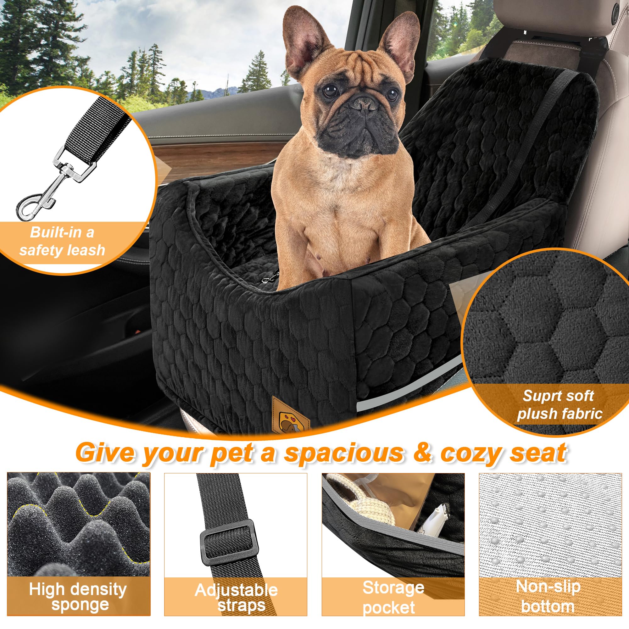 melafa365 memory-foam dog seat closeup highlights plush comfort and skin-friendly fabric