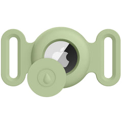 Meliya Airtag holder on a large matcha collar secures AirTag during walks.