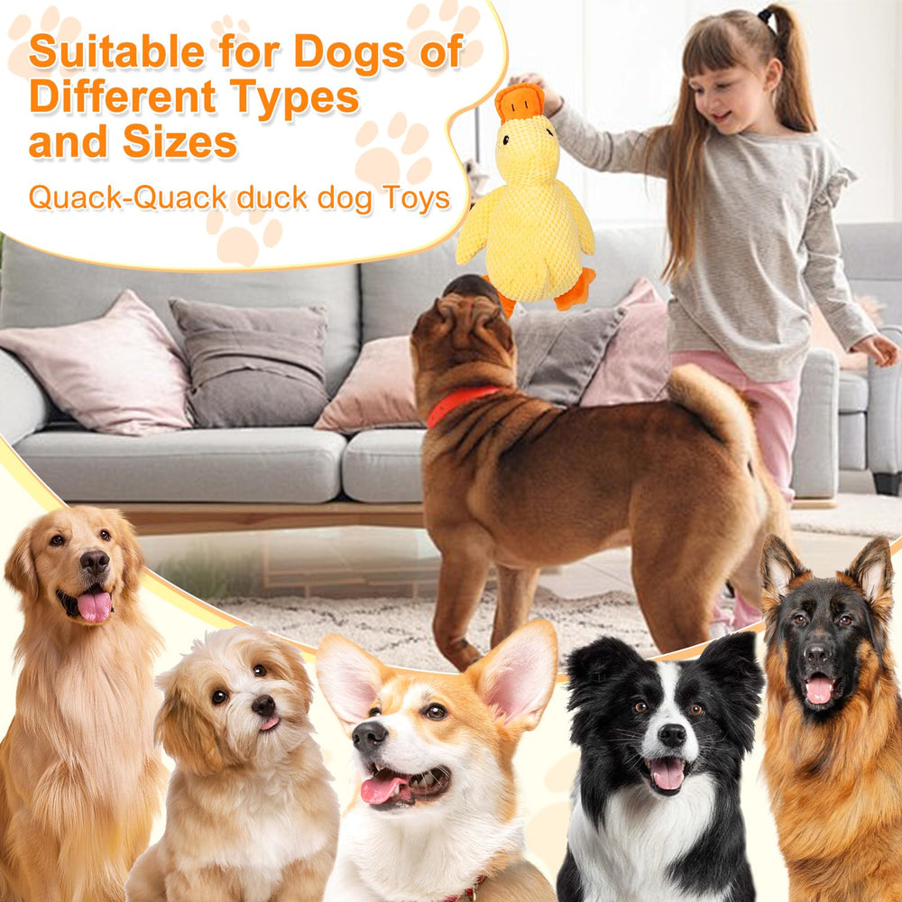Mellow Dog Calming Duck suits dogs of all sizes for safe indoor play.