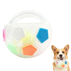 Mellow Dog calming ball with handle closeup showing easy-grip design for controlled tossing.