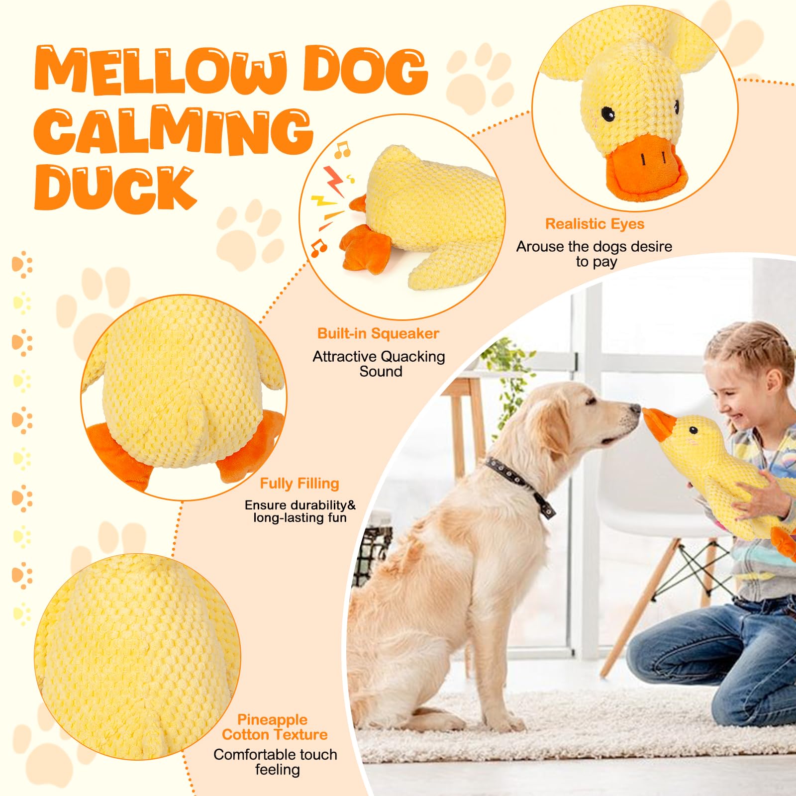 Mellow Dog Calming Duck's textured surface helps clean teeth during chewing.