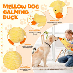 Mellow Dog Calming Duck's textured surface helps clean teeth during chewing.