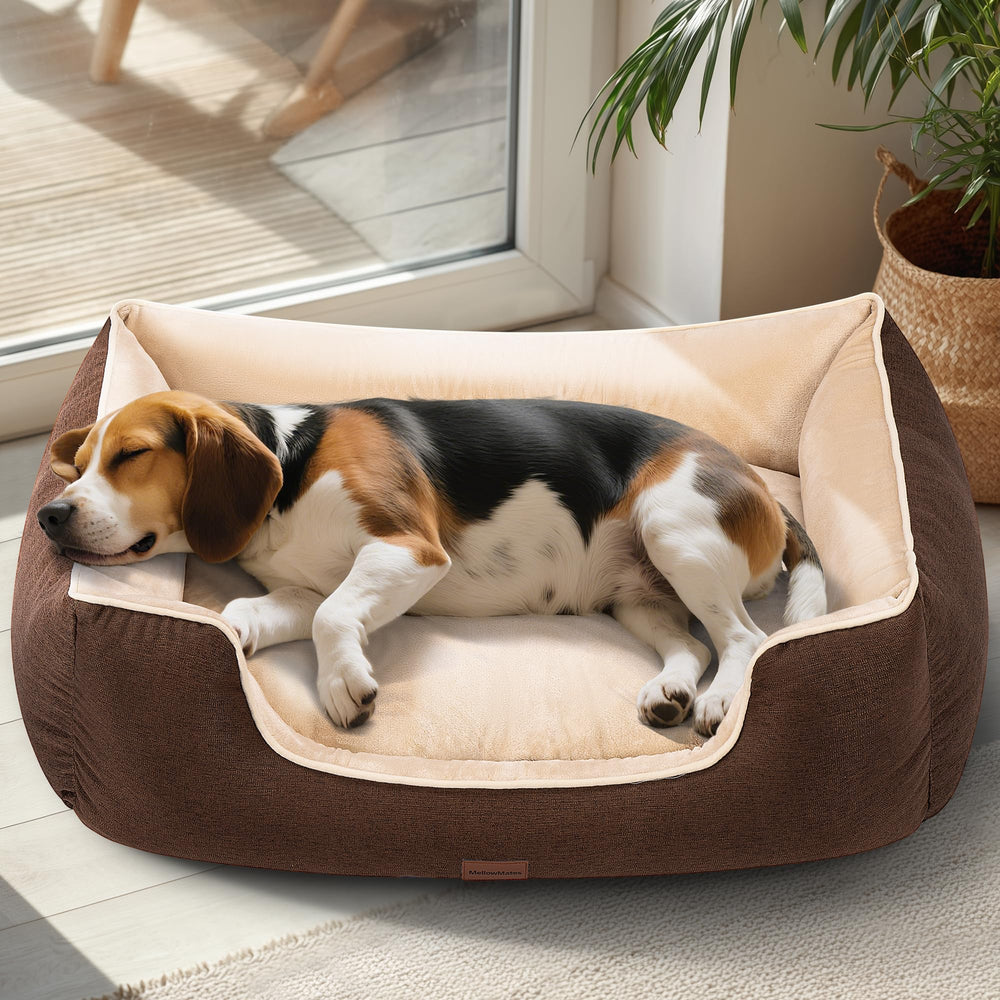 MellowMates orthopedic bed side view with three-sided bolsters for neck support.