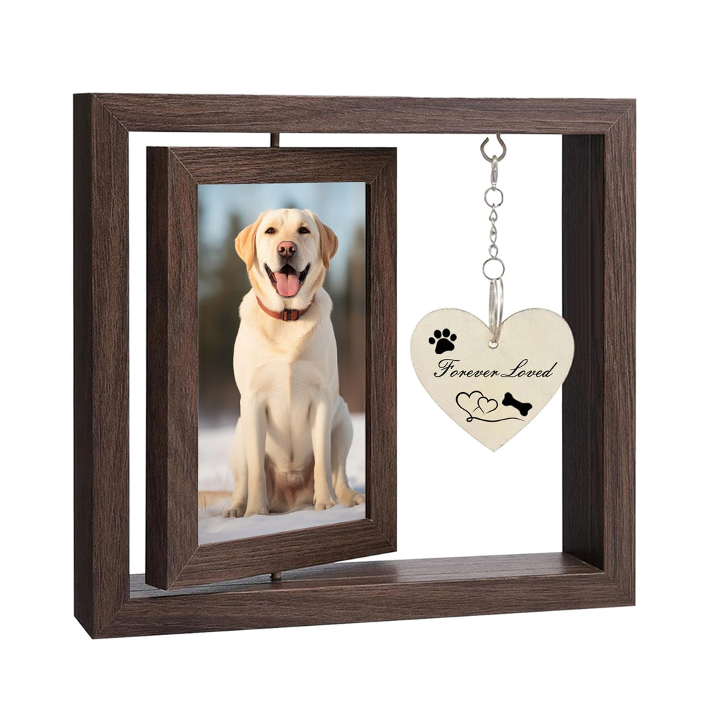 Mematflo rotating-frame front view displaying two 4x6 photos of cherished memories.