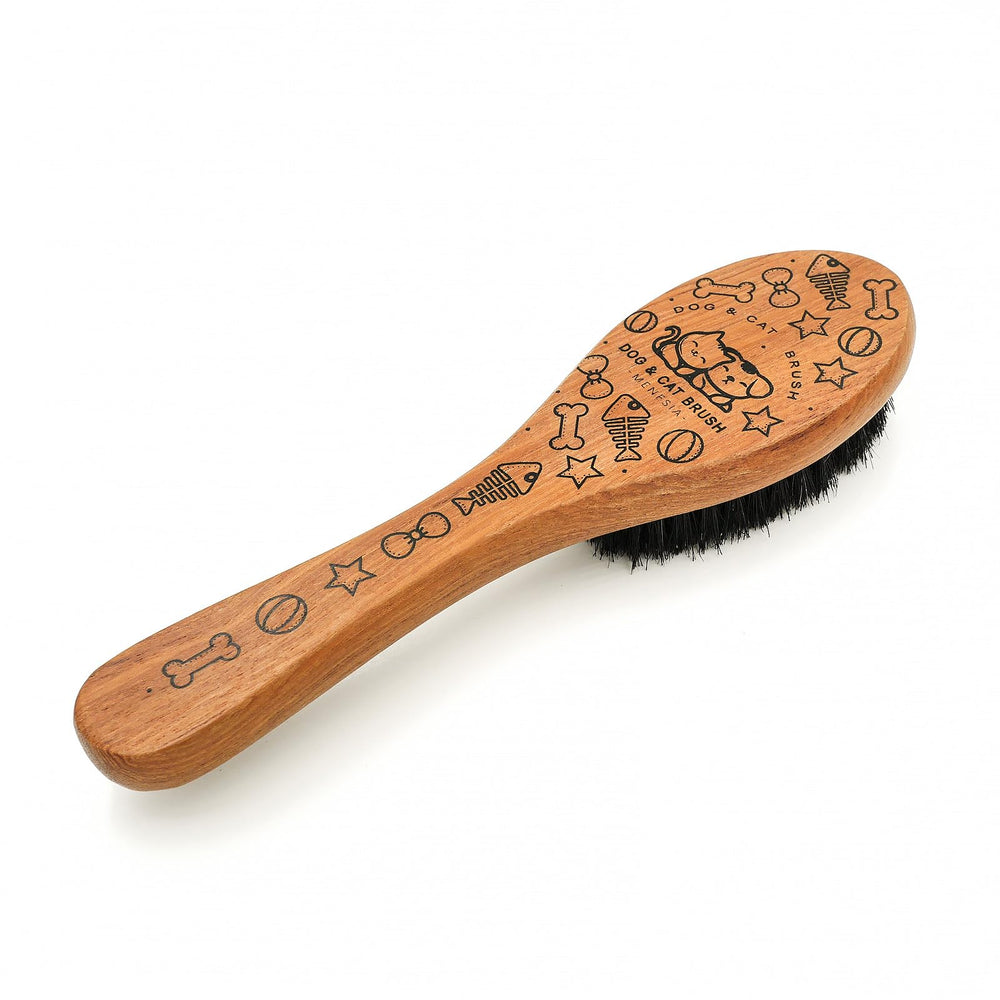 Menesia Pet Soft Brush boar bristles close-up for gentle short-hair grooming.