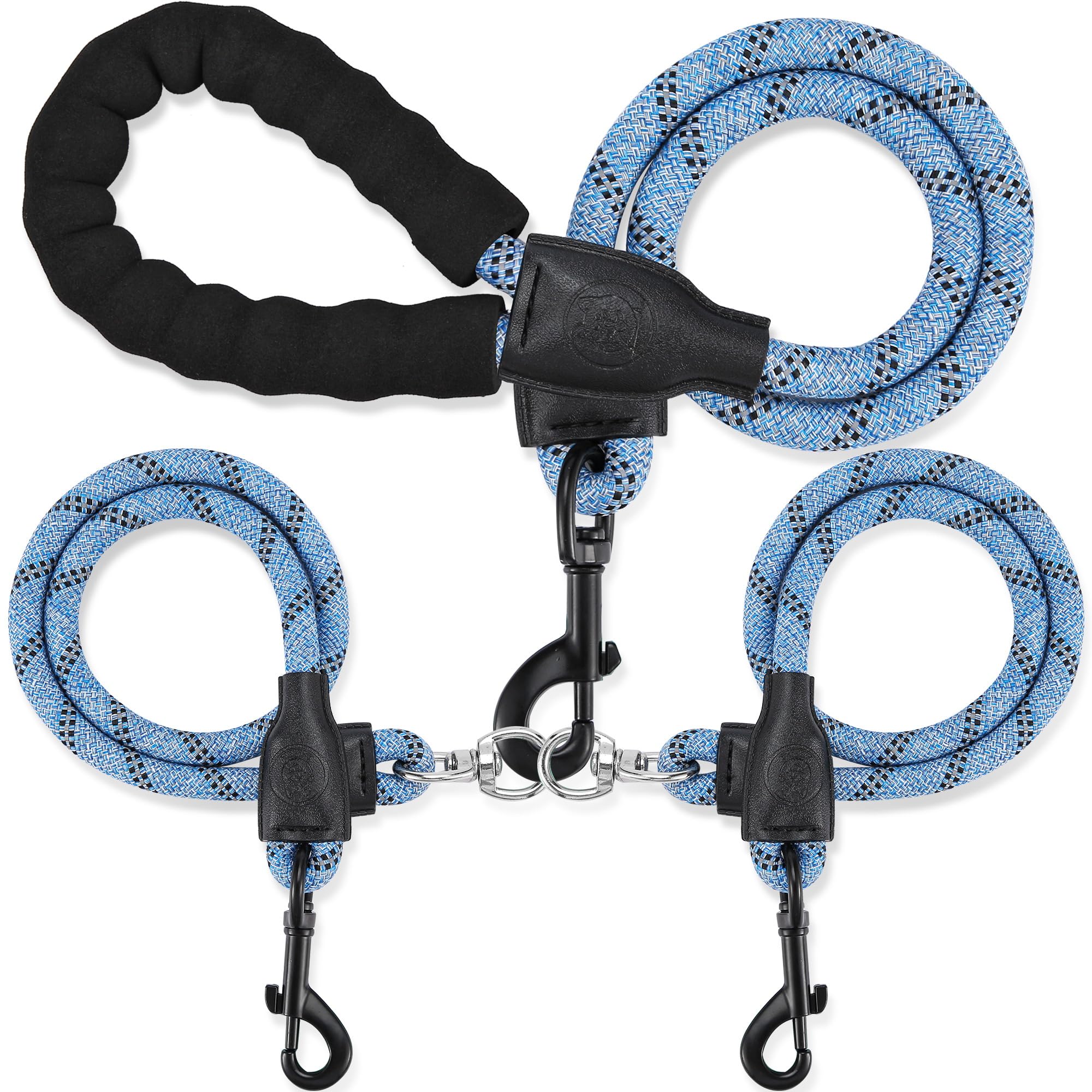 Mengbei tribe double dog leash with 360 swivel enables tangle-free walking for two dogs