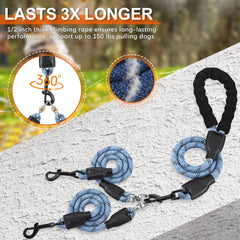 Mengbei tribe double dog leash no tangle design prevents crossovers during training sessions
