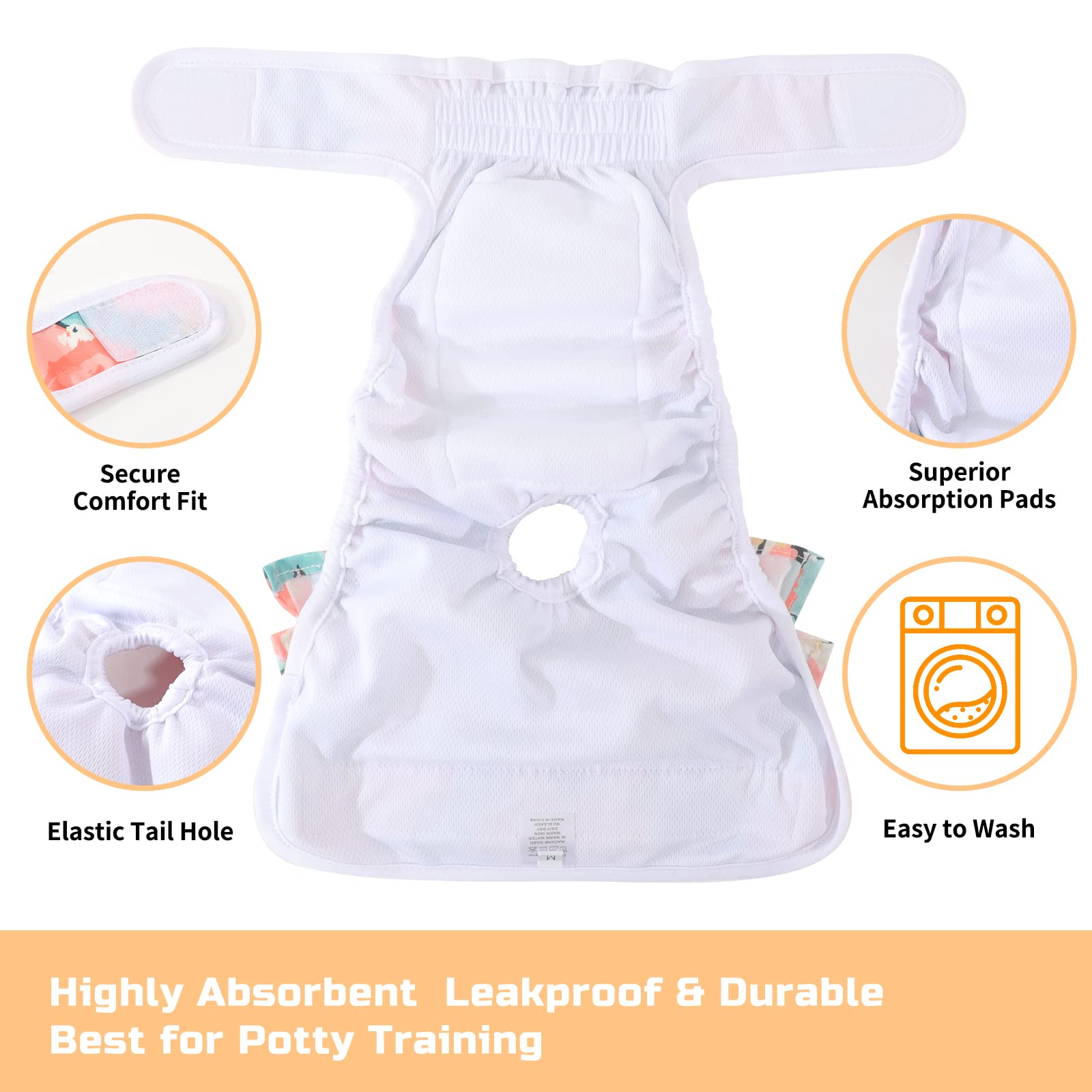 Mengelina washable dog diapers female leak proof core demonstrates secure containment during heat.