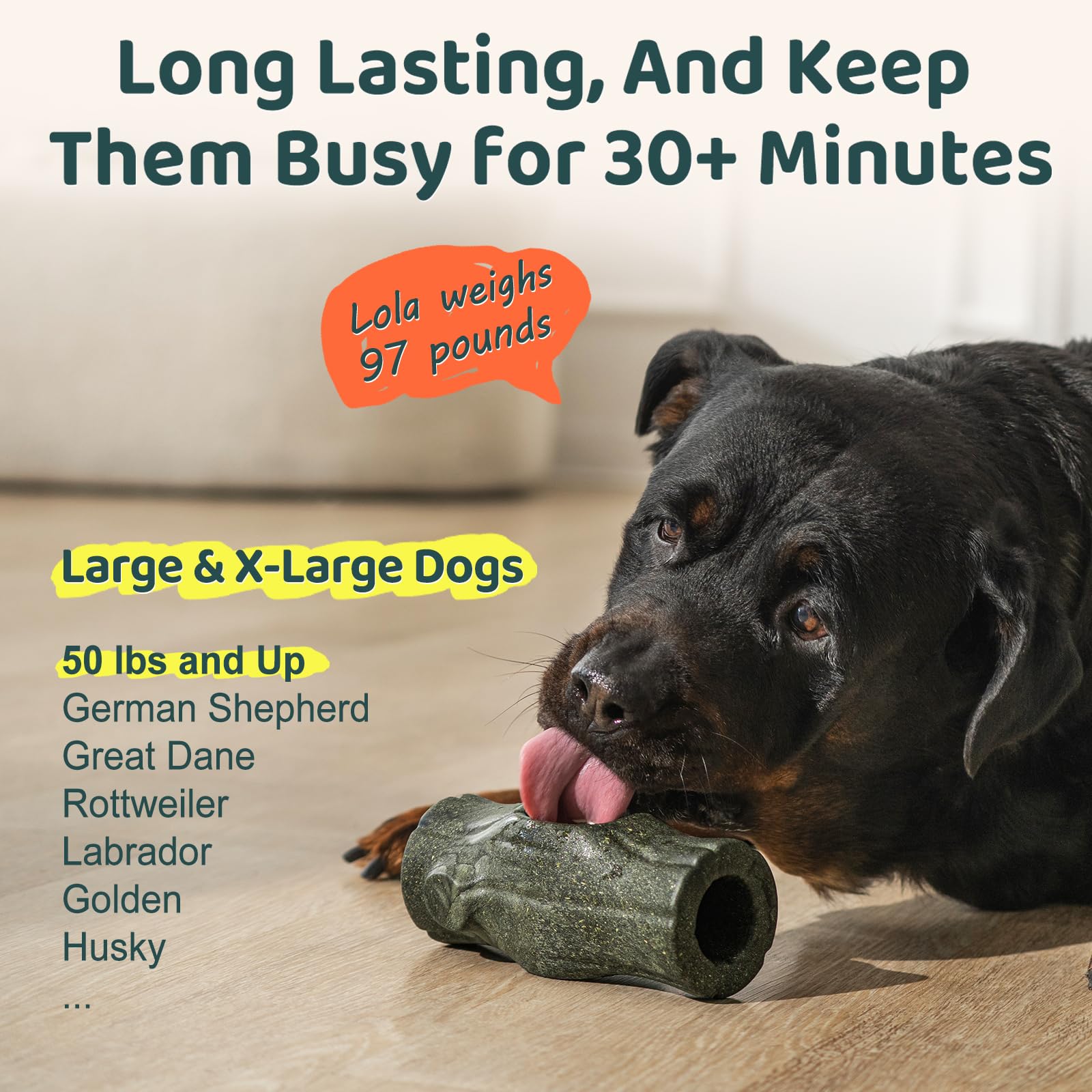 MENGJINGO dog toy with ergonomic stump design promotes safe, comfortable chewing during sessions.