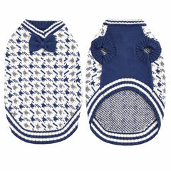 MengMengDa dog sweater blue back view adds holiday style to small breeds