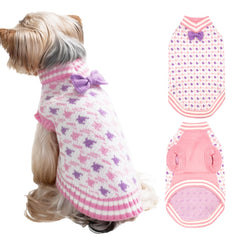 MengMengDa pink front view shows cozy knit warmth for small dogs.