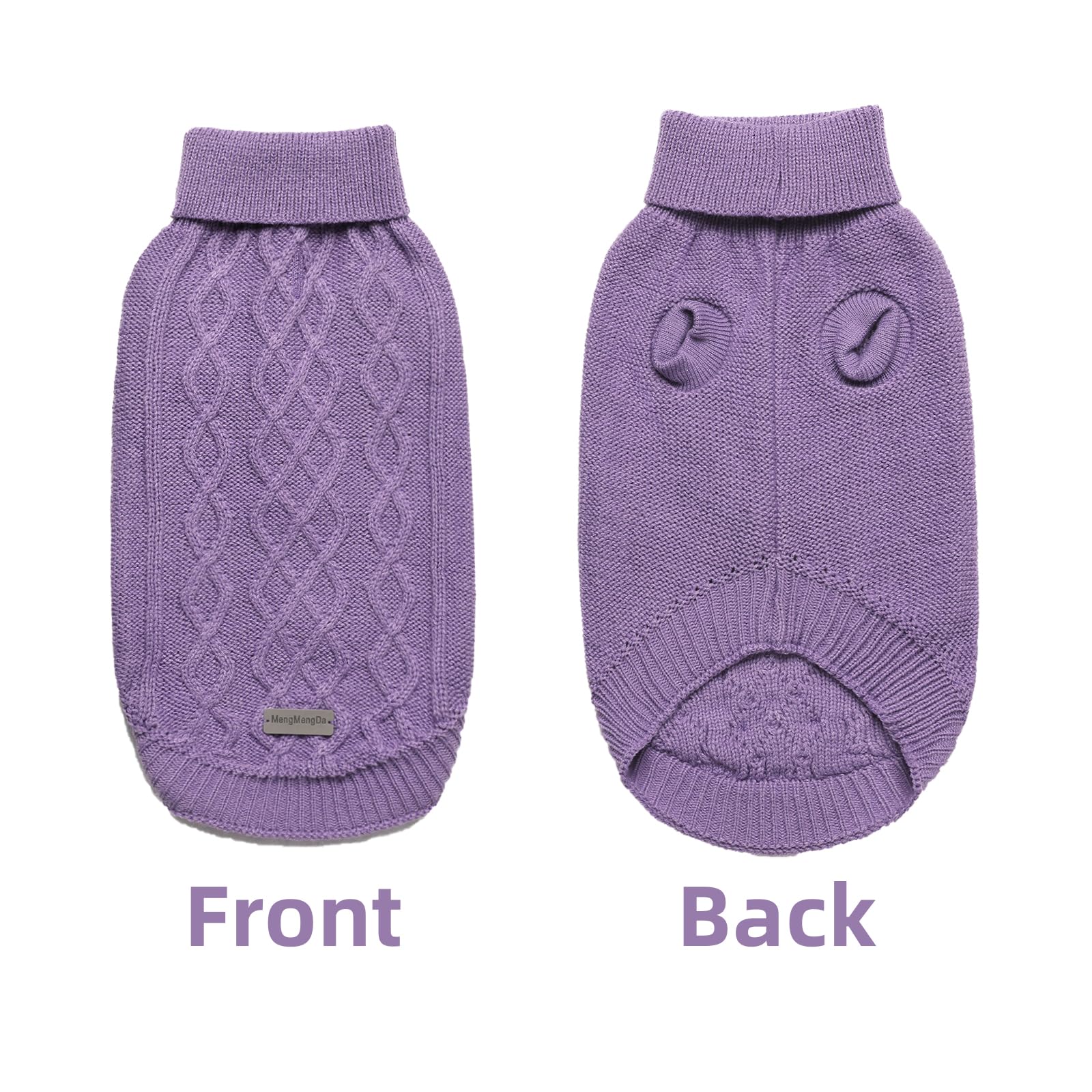 MengMengDa purple XL sweater side view shows comfortable fit for medium breeds.