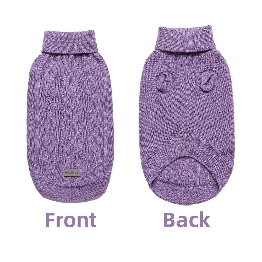 MengMengDa small dog warm winter sweater back view showing easy-on fit.