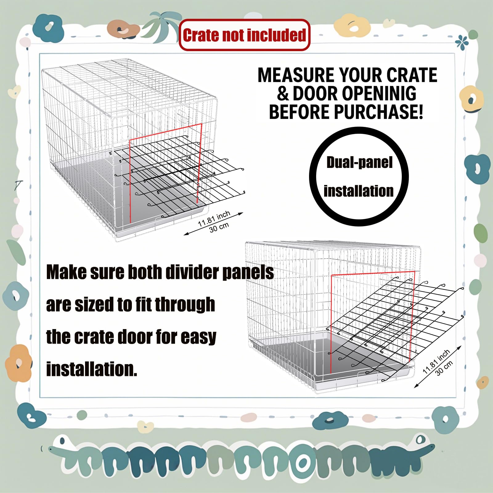 MENGSTER divider adjusted to fit 24–32 inch crates for growing dogs