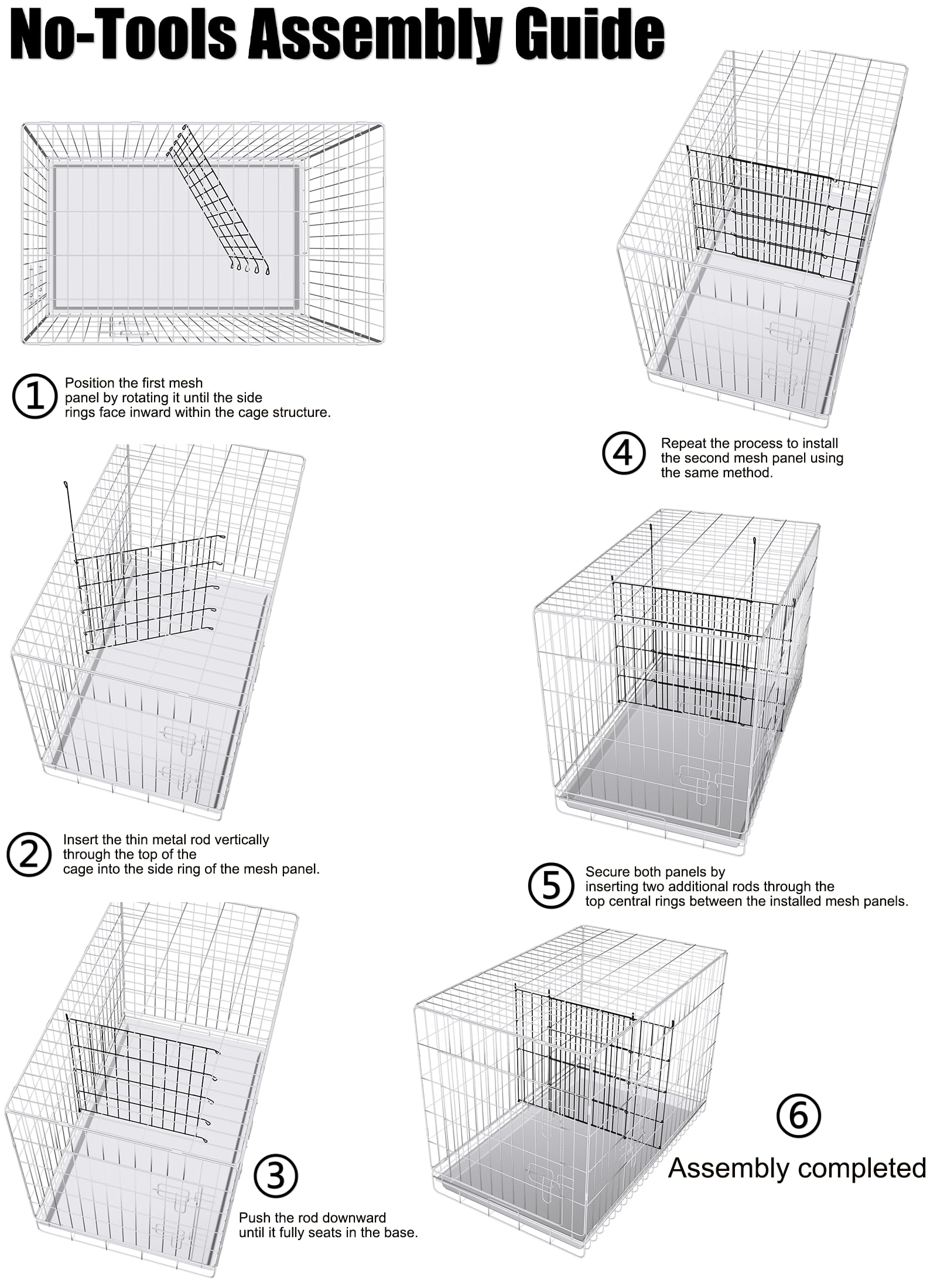 MENGSTER four-rod system ensures stable, screw-free setup during crate use