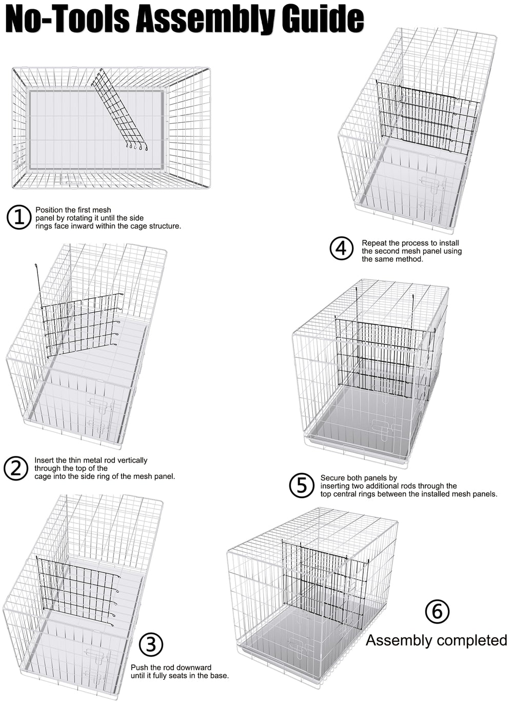MENGSTER four-rod system ensures stable, screw-free setup during crate use