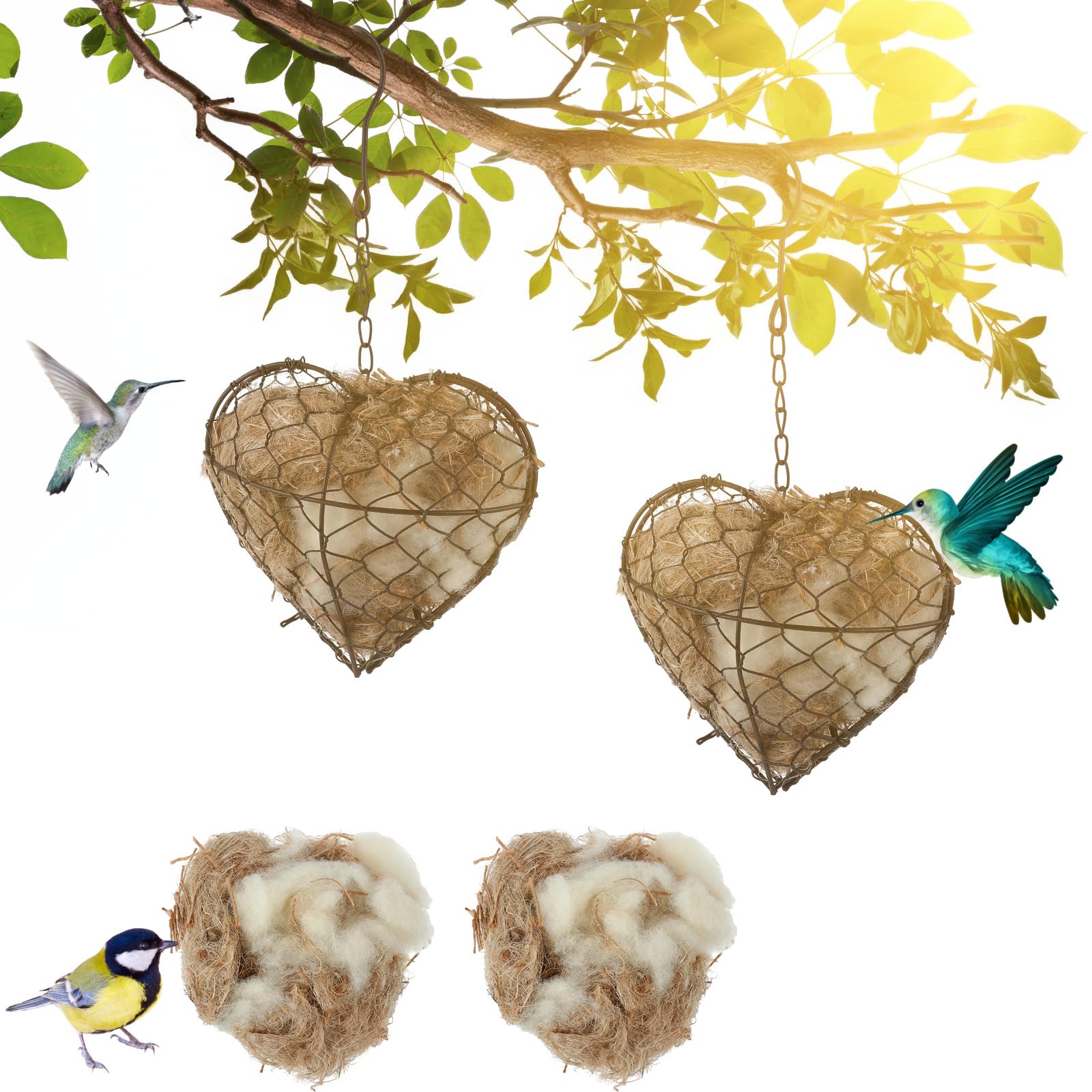 Menkxi heart-shaped bird nesting house provides a charming outdoor shelter for hummingbirds