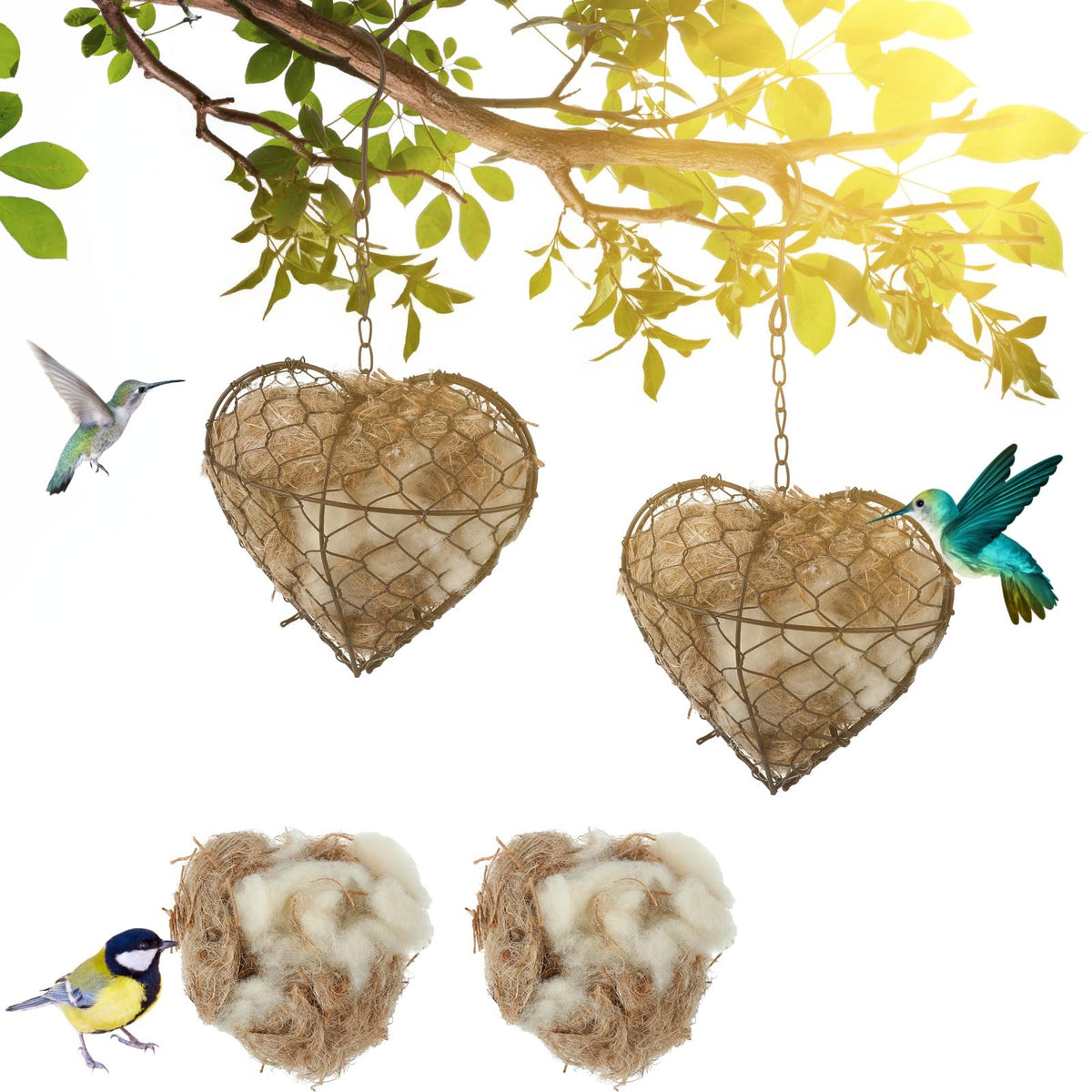 Menkxi heart-shaped bird nesting house provides a charming outdoor shelter for hummingbirds