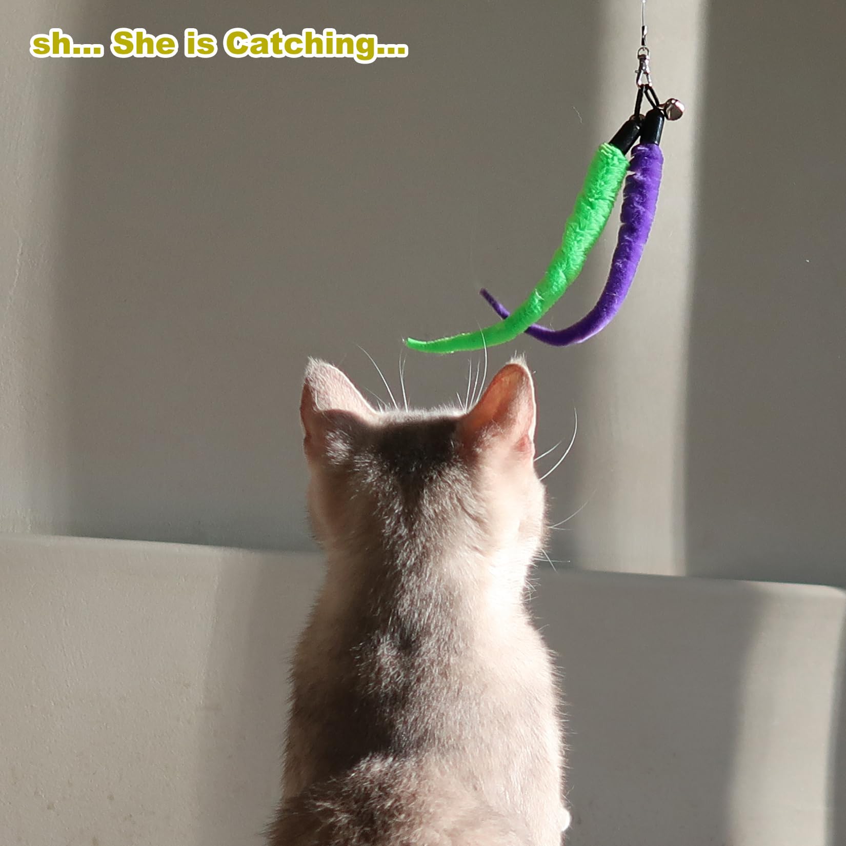 MeoHui replacement black string for durable cat wand toy use.