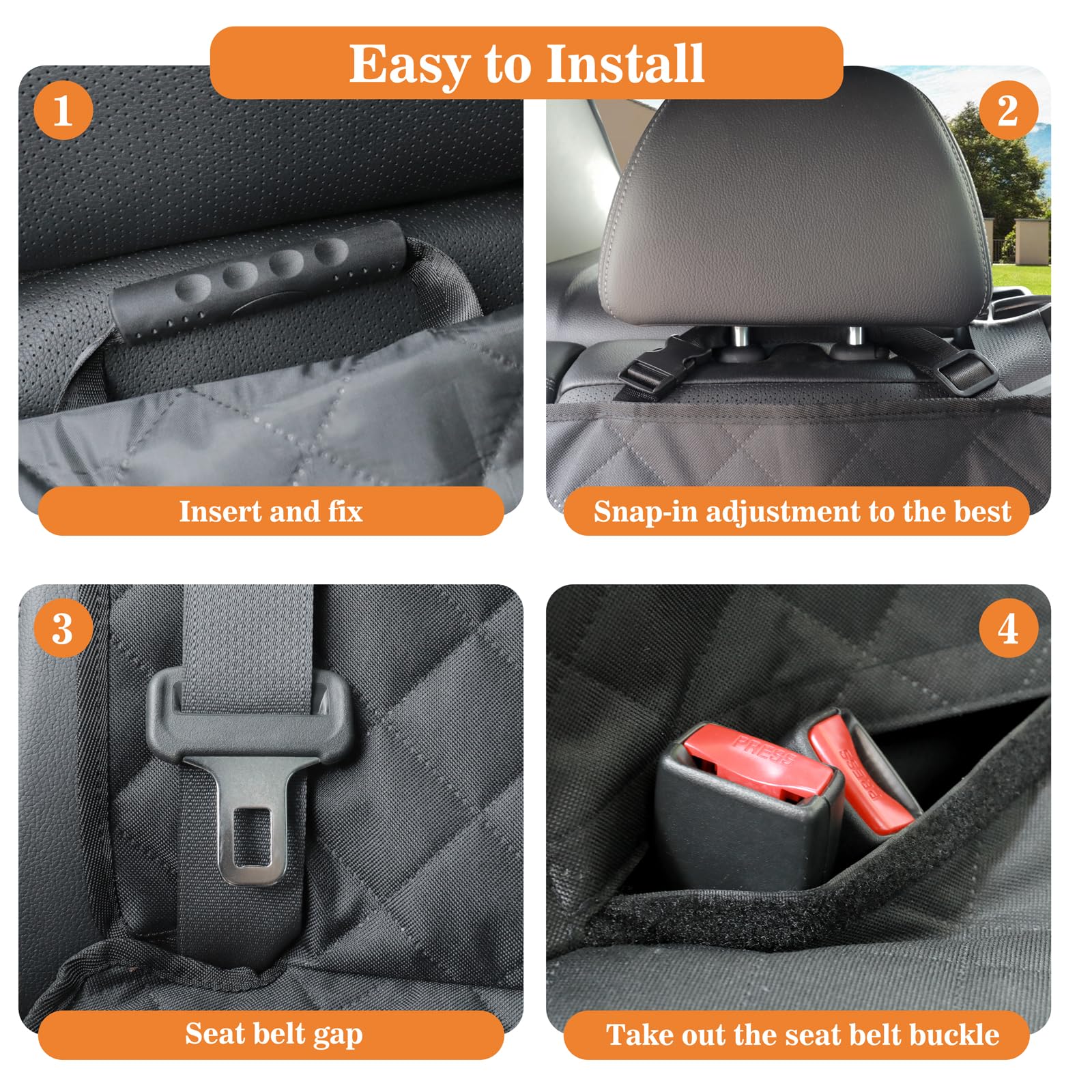 Meolsaek dog seat cover easy-clean surface makes pet hair quick to vacuum or wipe.