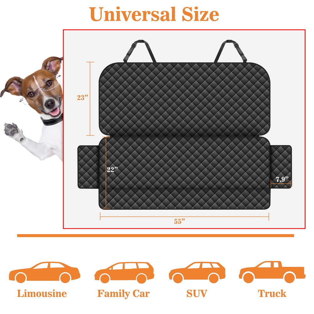 Meolsaek dog seat cover grip backing helps prevent shifting on trucks and SUVs.