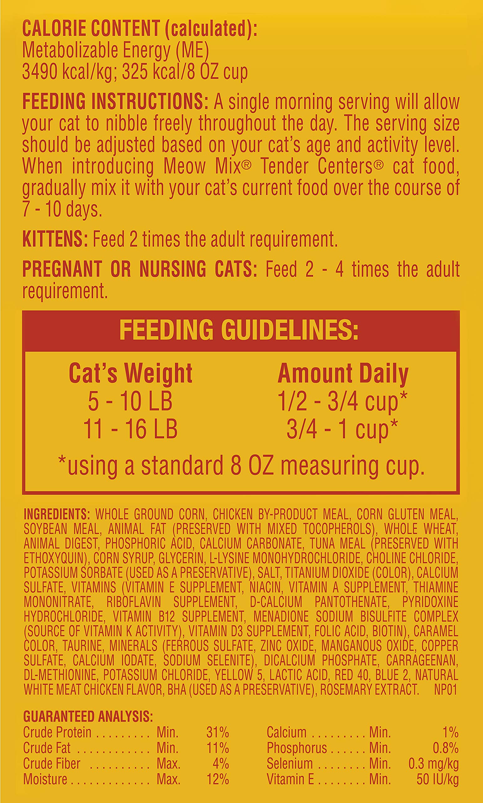 Meow Mix Tender Centers Basted Bites USA-made production label signals quality sourcing.
