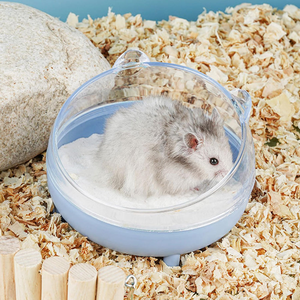 Meow&Woof hamster sand bath blue dust-trap design showcased for dust control