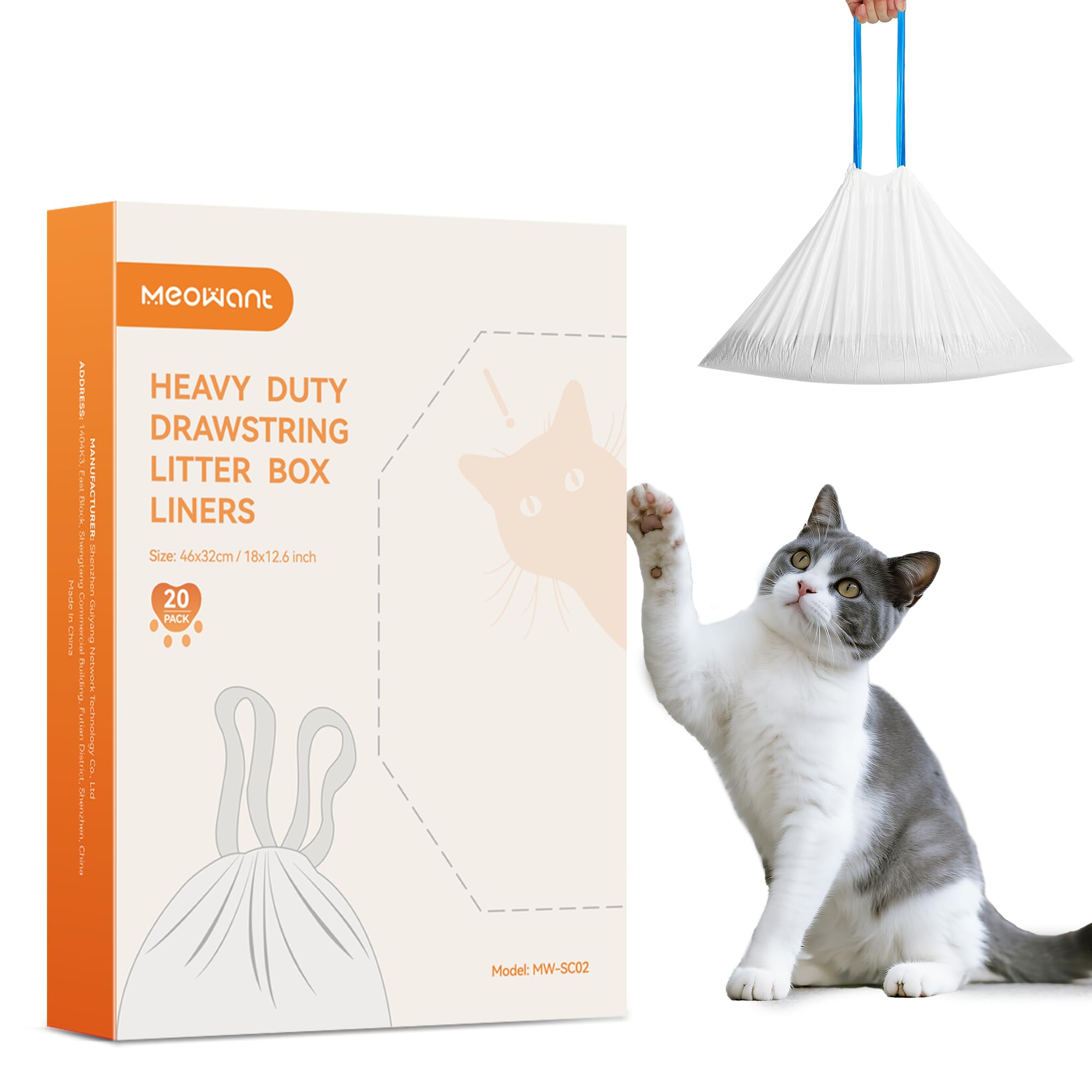 MeoWant cat litter box liners pack compatible with MW-SC01 for easy disposal.