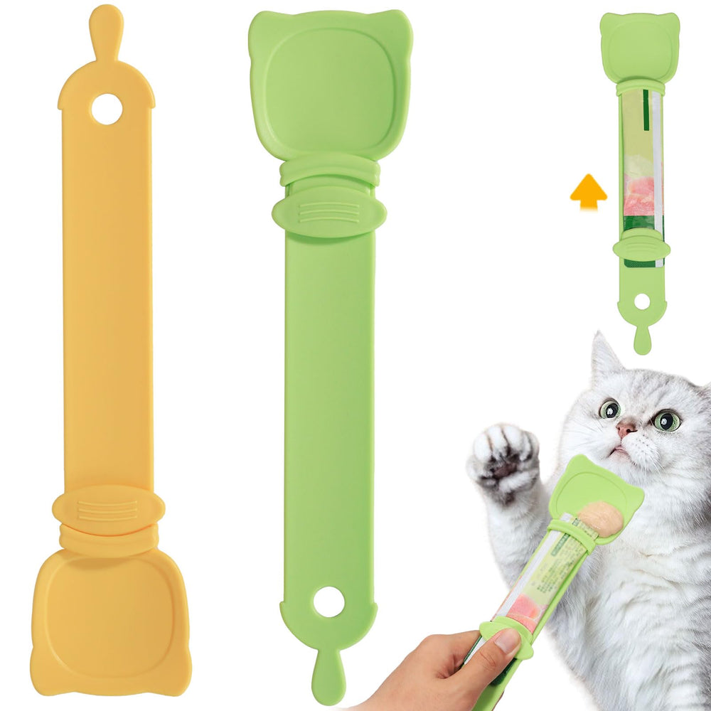MeowAroma cat strip feeder spoon enables precise puree portioning for mess-free feeding.