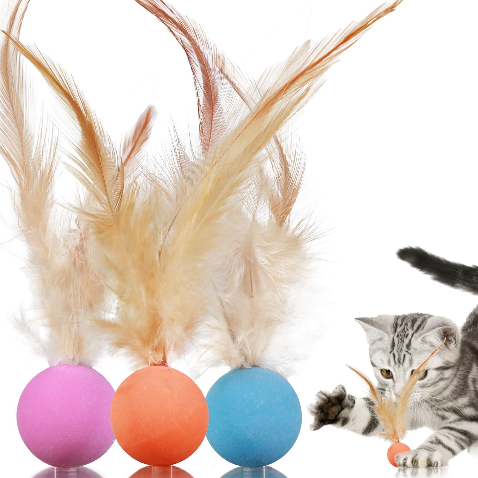 MeowAroma feathered cat toy ball for indoor play, enhances chasing and interactive fun