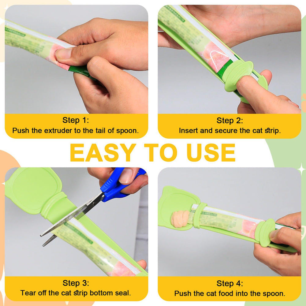 MeowAroma lickable treat spoon for easy squeeze-and-dispense snacks.