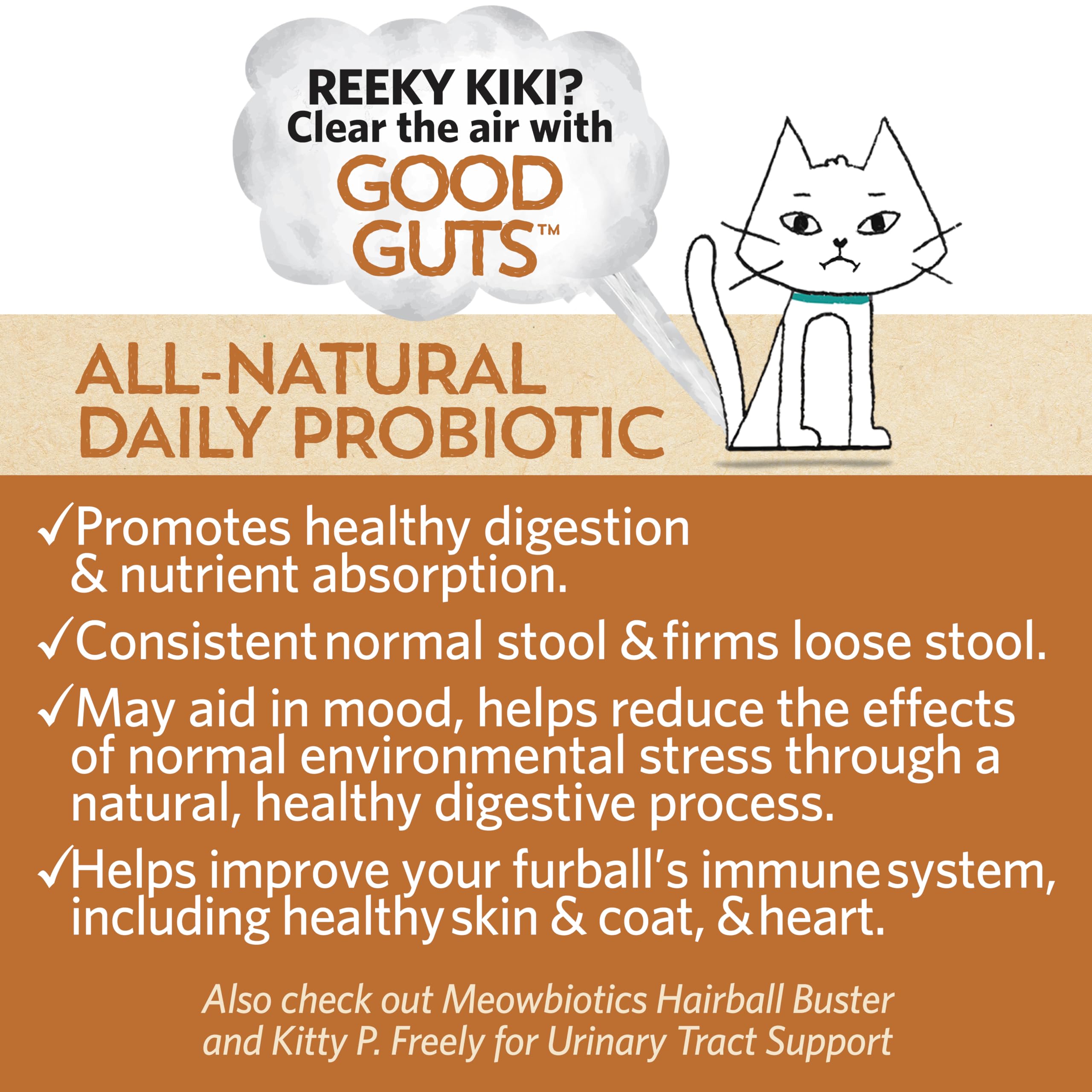 Meowbiotics Good Guts dosing scoop for easy topping on meals.