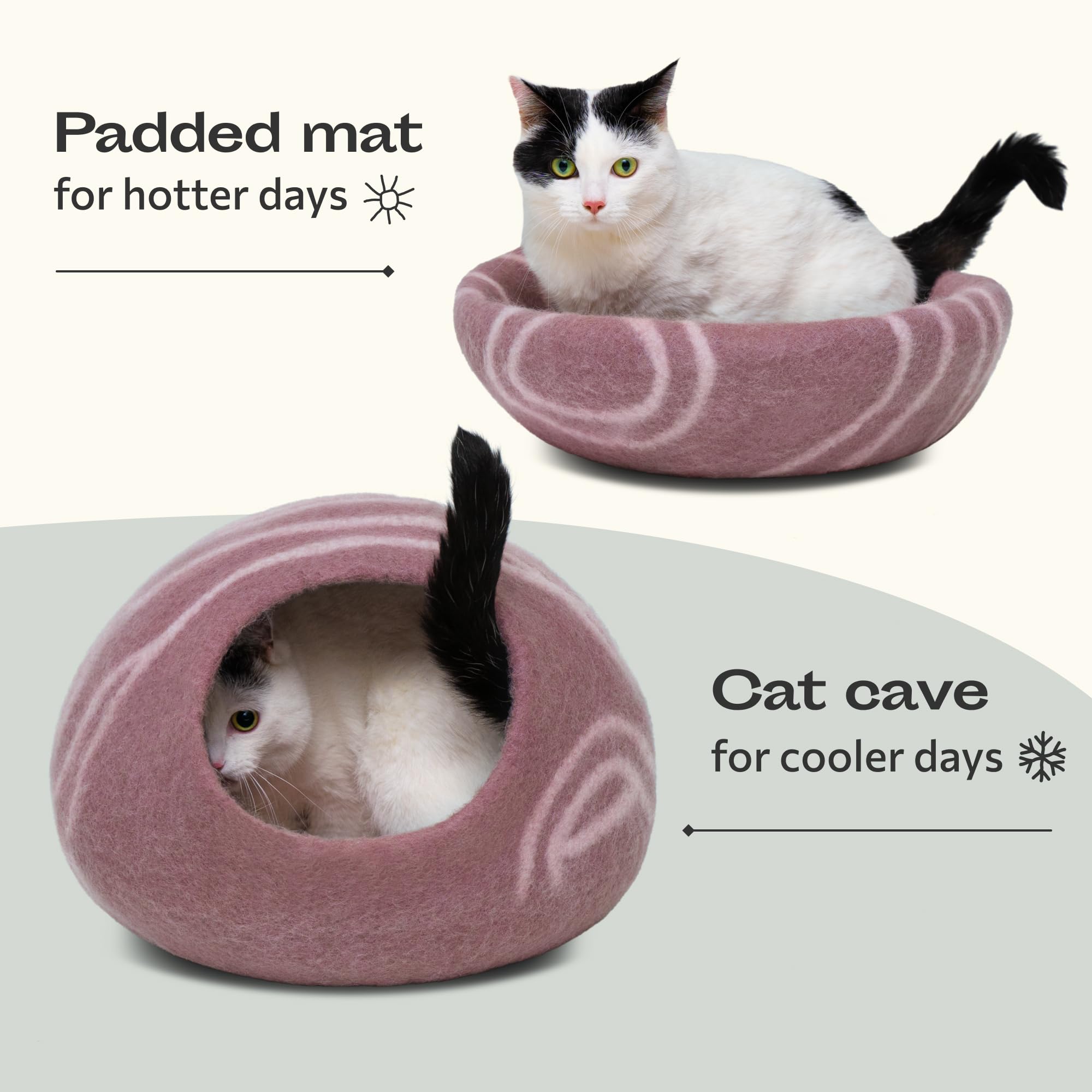 MEOWFIA Cat Cave closeup merino wool reveals soft texture and natural comfort.
